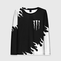 Женский лонгслив Monster energy белый огонь
