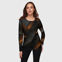 Лонгслив женский Черная текстура с углами, цвет: 3D-принт — фото 2