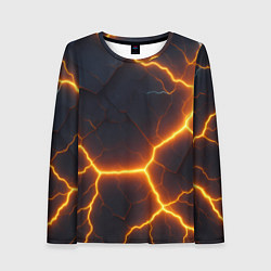 Лонгслив женский Молнии и черные объемные плиты, цвет: 3D-принт