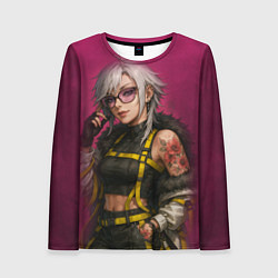 Лонгслив женский Девушка с татуировкой в очках, цвет: 3D-принт