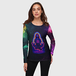 Лонгслив женский Bones медитация в космосе, цвет: 3D-принт — фото 2