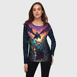 Лонгслив женский Дракон края и Стив - Майнкрафт арт, цвет: 3D-принт — фото 2