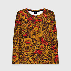 Лонгслив женский Летучий корабль в стиле хохломской росписи, цвет: 3D-принт
