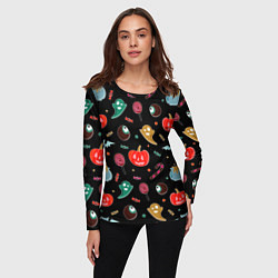 Лонгслив женский Halloween red pumpkin, цвет: 3D-принт — фото 2