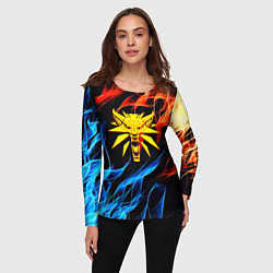 Лонгслив женский Ведьмак огненное лого в огне, цвет: 3D-принт — фото 2