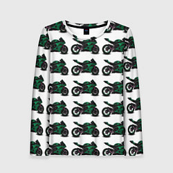 Лонгслив женский Motorbike dark green, цвет: 3D-принт