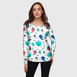 Лонгслив женский Halloween light blue pumpkin, цвет: 3D-принт — фото 2