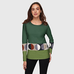 Лонгслив женский Луна Малевича сосновый зеленый, цвет: 3D-принт — фото 2