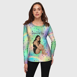 Лонгслив женский Lana Del Rey сидит обняв колени, цвет: 3D-принт — фото 2