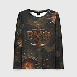 Лонгслив женский Объемные буквы ВМФ и якорь, цвет: 3D-принт