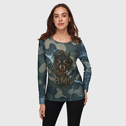 Лонгслив женский ВМФ волк на камуфляже, цвет: 3D-принт — фото 2