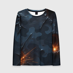Лонгслив женский Камуфляжная текстура с дырами, цвет: 3D-принт