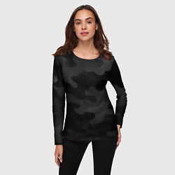 Лонгслив женский Черно-серая текстура камуфляжа, цвет: 3D-принт — фото 2