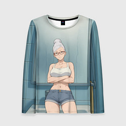 Лонгслив женский Дандадан бабушка в ванной, цвет: 3D-принт