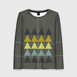 Женский лонгслив Абстрактный лес, геометрический с однотоном