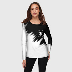 Лонгслив женский Doom краски черно белый, цвет: 3D-принт — фото 2
