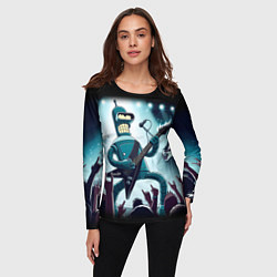 Лонгслив женский Гитарист Бендер из рок группы Футурамы, цвет: 3D-принт — фото 2