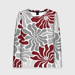 Лонгслив женский Цветы cherry and grey pattern, цвет: 3D-принт