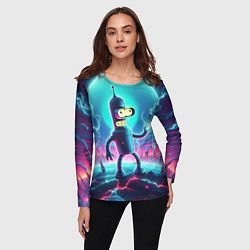 Лонгслив женский Робот-сгибальщик Бендер пропускает через себя молн, цвет: 3D-принт — фото 2