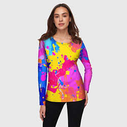 Лонгслив женский Яркие пятна акриловой краски на стене, цвет: 3D-принт — фото 2