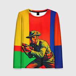 Лонгслив женский Австралийский ретро солдат поп-арт, цвет: 3D-принт