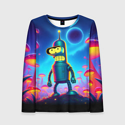 Лонгслив женский Сынишка Бендера в сказочном лесу светящихся грибов, цвет: 3D-принт