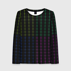 Лонгслив женский Color black multicolored stripes, цвет: 3D-принт