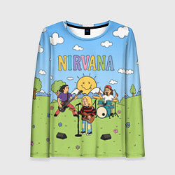 Женский лонгслив Nirvana мультяшный стиль на поляне