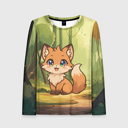 Лонгслив женский Кавайная лисичка - аниме, цвет: 3D-принт