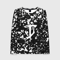 Лонгслив женский Дум белые брызги красок, цвет: 3D-принт