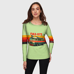 Лонгслив женский Ретро автобус ПАЗ-672 поп-арт, цвет: 3D-принт — фото 2
