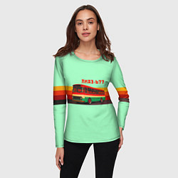 Лонгслив женский Ретро автобус ЛиАЗ 677, цвет: 3D-принт — фото 2