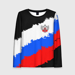 Лонгслив женский Федерация бокса России - триколор, цвет: 3D-принт
