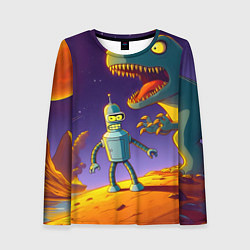 Женский лонгслив Бендер на сказочной планете динозавров