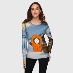 Лонгслив женский Кенни машет рукой - Южный парк, цвет: 3D-принт — фото 2
