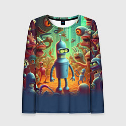 Женский лонгслив Робот-сгибальщик Бендер среди чудовищ
