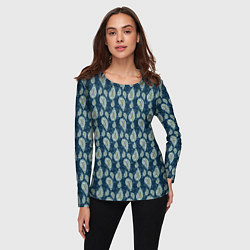 Лонгслив женский Абстрактные капли узор сине-зелёный, цвет: 3D-принт — фото 2