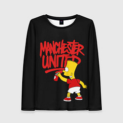 Лонгслив женский Граффити Манчестер Юнайтед и Барт Симсон, цвет: 3D-принт