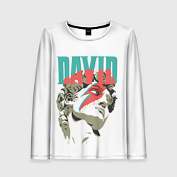 Лонгслив женский David Bowie статуя Давида, цвет: 3D-принт