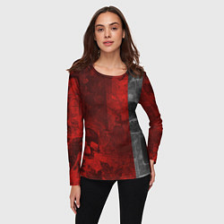 Лонгслив женский Багровый гранж с черепом, цвет: 3D-принт — фото 2