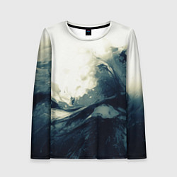 Лонгслив женский Чёрно-синие абстрактные краски, цвет: 3D-принт