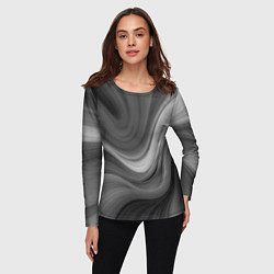 Лонгслив женский Серые волны абстракция однотонная, цвет: 3D-принт — фото 2