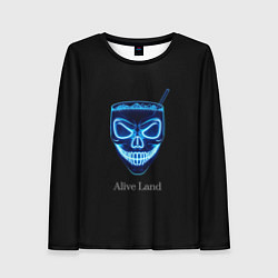 Лонгслив женский Neon skull cocktail, цвет: 3D-принт
