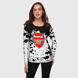 Лонгслив женский Арсенал черно белые краски, цвет: 3D-принт — фото 2