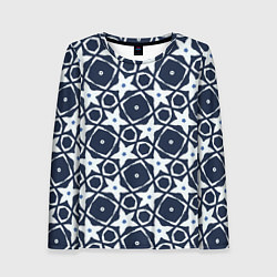 Женский лонгслив Звезды и ромбы на синем