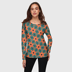 Лонгслив женский Оранжевые звезды, цвет: 3D-принт — фото 2