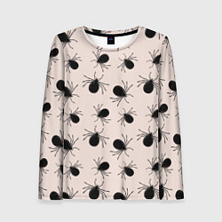 Лонгслив женский Паттерн с черными жуками, цвет: 3D-принт
