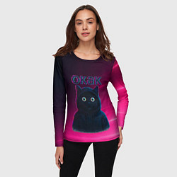 Лонгслив женский Окак мем с черным котом, цвет: 3D-принт — фото 2