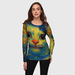Лонгслив женский Мемный кот в стиле Ван Гога, цвет: 3D-принт — фото 2