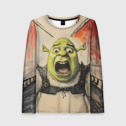 Лонгслив женский Шрек в панике, цвет: 3D-принт